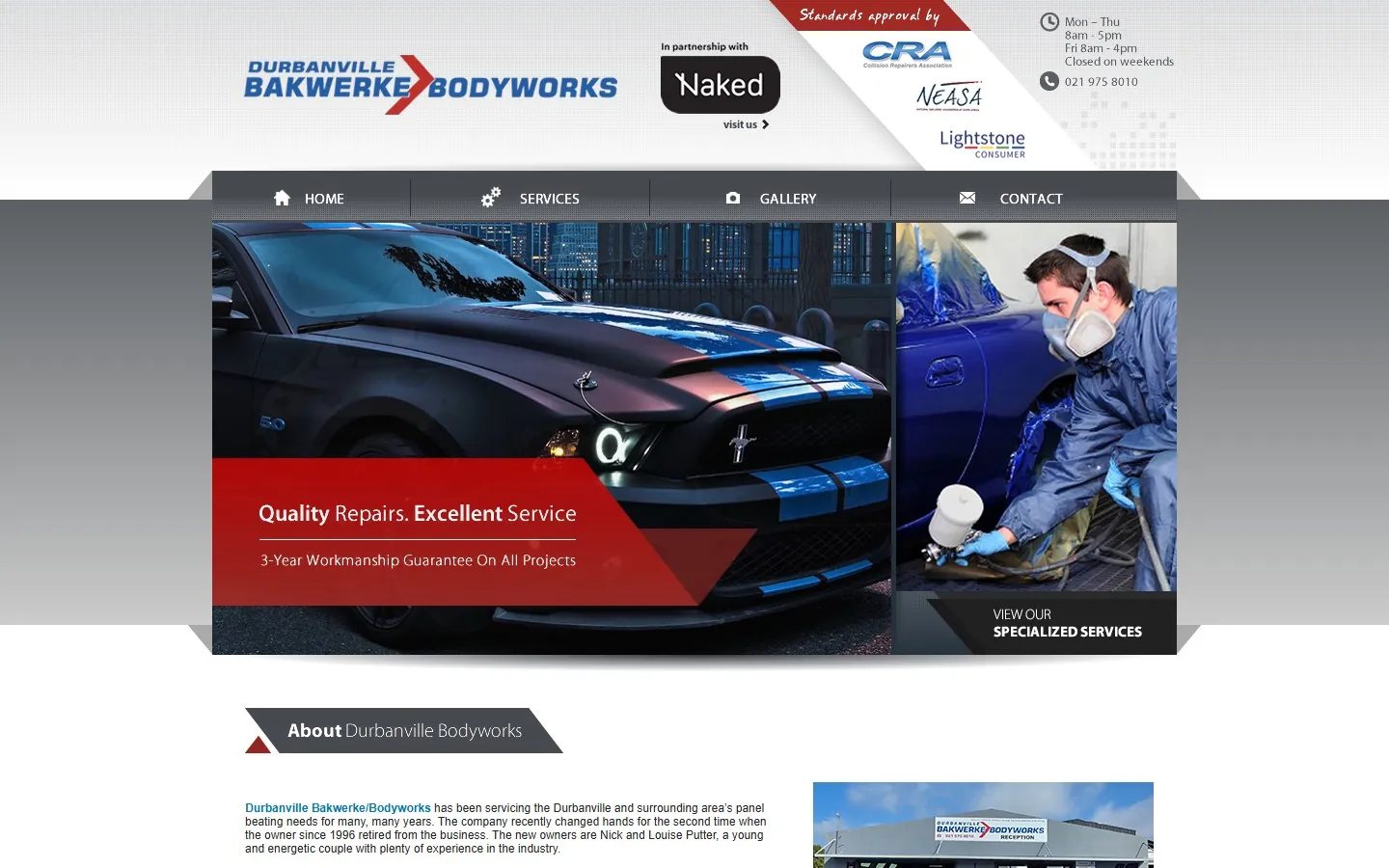 The current Durbanville Bodyworks website, durbanvillebodyworks.co.za